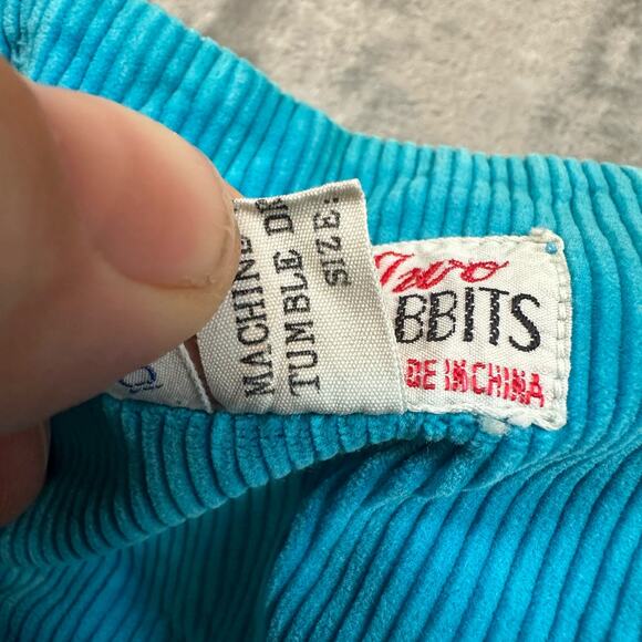 Vintage Two Rabbits Teal Corduroy Overalls Romber Baby Girl 12 Months - Picture 8 of 10